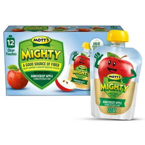 lot 2656 image: Mott s Mighty No Sugar Added Honeycrisp Applesauce  3.2 oz  12 Count Clear Pouches - Retail $26