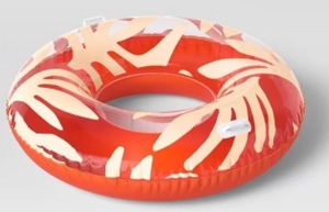lot 2662 image: 48 Inch Inflatable Pool Float with Tropical Palm Print - Retail $15