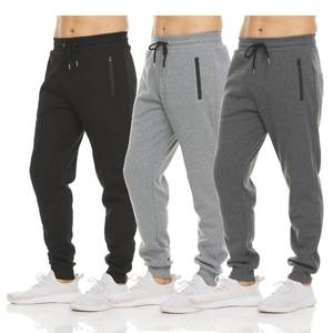 PURE CHAMP Mens 3 Pack Fleece Active Athletic Workout Jogger Sweatpants for Men with Zipper Pocket and Drawstring  (Large, Set 1) - Retail: $40