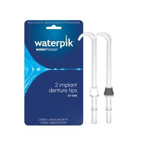 lot 2686 image: Waterpik Genuine Implant Denture Replacement Tips, Water Flosser Refill Heads Nozzles, DT-100E, 2 Count (assorted colors) - Retail $12