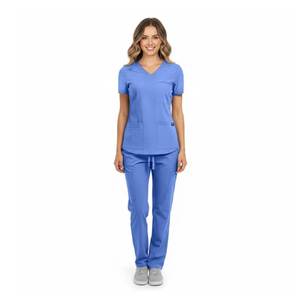 lot 2697 image: M&M SCRUBS Womens Cool Stretch V-Neck Cargo Scrub Set (Ceil Blue, Small) - Retail $24