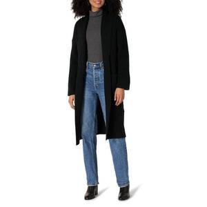 lot 2714 image: Amazon Essentials Womens Oversized-Fit Cotton Blend Heavyweight Texture Stitch Long Cardigan Sweater, Black, X-Small - Retail $24