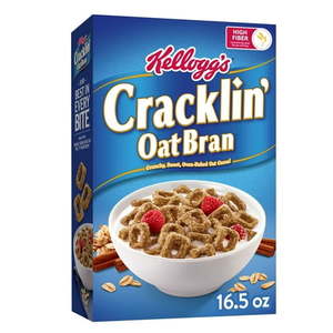 lot 2716 image: Kellogg s Cracklin  Oat Bran Breakfast Cereal  Fiber Cereal  Family Cereal  Original  16.5oz Box (1 Box) (BB JUL.31.25) - Retail $5