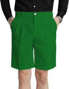 lot 2731 image: Mens Dress Shorts Slim Fit Flat Front Shorts Classic 9 Inseam Chino Short Apple Green 34 - Retail $30