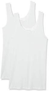 lot 2733 image: Amazon Essentials Womens Slim-Fit Scoop Neck Tank Top, Pack of 2, White, Medium - Retail $15