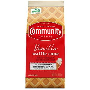lot 2767 image: Community Coffee Vanilla Waffle Cone 11 oz Ground Coffee - Retail $23