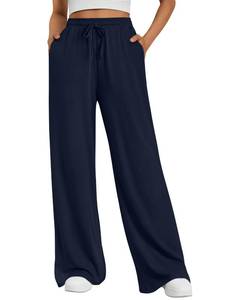 lot 2781 image: Trendy Queen Womens Lounge Pants Wide Leg Sweatpants Comfy Barrel Pajamas Pants Baggy Flowy 2025 Fashion Outfits with Pockets Navy M - Retail $27