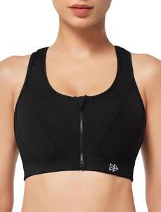 lot 2812 image: Yvette Zip Front Sports Bra - High Impact Sports Bras for Women Plus Size Workout Fitness Running,Black,2XL - Retail $40