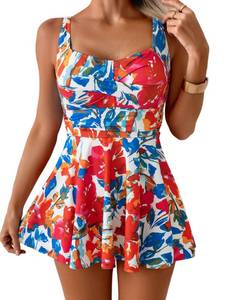 lot 2897 image: B2prity One Piece Swimdress Swimsuit for Women Tummy Control Wrap Swim Dress Modest Ruched Skirt Bathing Suit XL - Retail $39