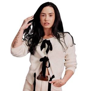 lot 2898 image: Amazon Essentials (Demis Pick) Womens Regular-Fit Long-Sleeve Tie Front Cardigan with Bows, Oatmeal Heather, Large - Retail $32