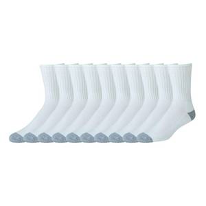 lot 2907 image: Amazon Essentials Mens 10-Pack Cotton Half Cushioned Crew Socks Sockshosiery, White, 13-15 - Retail $21