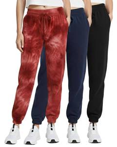 lot 2908 image: Real Essentials 3 Pack Womens Cotton Fleece Jogger Sweatpants - Soft Comfy Cuffed Pants with Pockets, Set 8, 2X - Retail $43