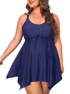 lot 2930 image: NIeyook Plus Size Two Piece Swimsuits for Women Tankini Bathing Suits Swimsuit Flowy Swim Dress with Shorts Navy Blue 24 Plus - Retail $40