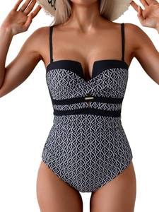 Eomenie Women's Push Up Wrap Front Swimsuit One Piece Tummy Control Bathing Suits Bandeau Support Slimming Swimwear, L - Retail: $37