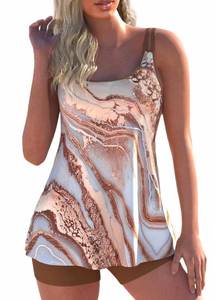 lot 2990 image: ROSEWE 2025 Tankini Swimsuits for Women, Two Piece Bathing Suits with Shorts, Modest Tank Top Swim Dress Large  - Retail $40