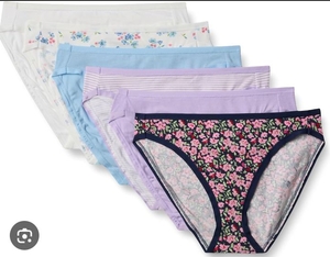 lot 3036 image: Amazon Essentials Womens Breathable Cotton Bikini Brief Underwear with Full Coverage, Pack of 6 Medium - Retail $20