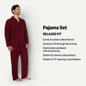 lot 3076 image: Amazon Essentials Mens Matching Holiday Family Pajama Sets, Classic Buffalo Check, Large - Retail $29