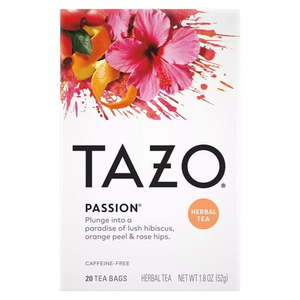 lot 3079 image: TAZO Passion Herbal Tea Bags  Iced or Hot  Caffeine-Free  20ct&nbsp