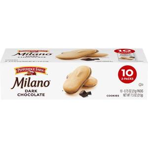 lot 3081 image: Pepperidge Farm Milano Cookies, Dark Chocolate, 10 Packs, 2 Cookies per Pack (SELL BY 03.23.25)&nbsp