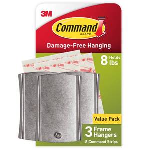 lot 3166 image: Command 8 lb Jumbo Universal Picture Hanger, 3 Frame Hangers and 8 Command Strips for Sawtooth, D-Ring, Wire, Keyhole and Other Frames, Damage-Free Hanging for Home Decor&nbsp