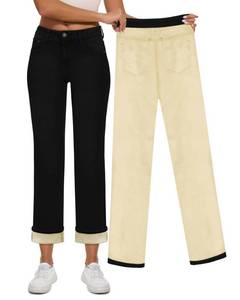 lot 3191 image: Yewfirm Women Fleece Lined Jeans Womens High Waisted Straight Leg Jeans Winter Fleece Lined Jean Pants Black Size 16 - Retail $42