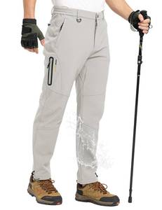 lot 3192 image: TBMPOY Mens Snow Pants Waterproof Winter Fleece Lined Hiking Ski Softshell Warm Cold Weather Gear Camping Essentials White 34 - Retail $41