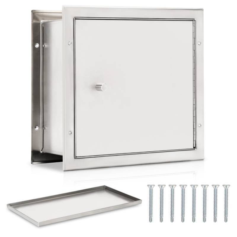 lot 5025 image: Recessed Specimen Pass-Thru Cabinet, Stainless Steel Specimen Box with Pass Tray, Industrial Pass Through Specimen Cabinet with Dual Self-Closing Doors, 13.2 W x 12.7 H x 6 D, for Hospitals & Labs Retail $180
