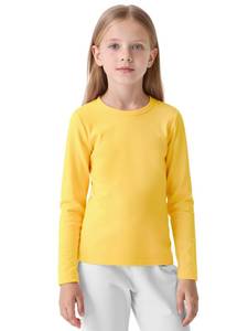lot 3225 image: Resinta Girls Basic Long Sleeve Crew Neck Top Kids Layering Tees Casual Soft Solid Pullover T-Shirts 12-14Y Yellow
