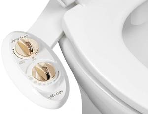 lot 3235 image: LUXE Bidet NEO 120 - Single Nozzle, Self-Cleaning, Non-Electric Bidet Attachment for Toilet Seat, Adjustable Water Pressure, Rear Wash (Gold) - Retail $60