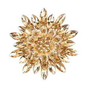 lot 3253 image: Colorful Rhinestone Crystal Sunflower Brooch Pin for Women Dress Hat Decoration-Gold
