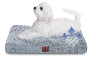 lot 3260 image: American Kennel Club Orthopedic Memory Foam Dog Crate Mat, Egg Crate Foam Cushion, Washable Cover, Non-Slip Base, Eases Joint Pain, Breathable, Durable, 24x19, Gray - Retail $27