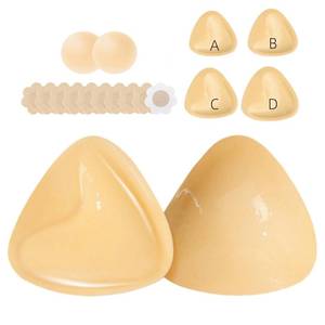 lot 3267 image: Dersoud Sticky Bra Inserts - Soft Invisible Reusable Double Sided Sticky Bra for Women with Lift Support, Washable for Bikini, Swimsuit, Wedding, Strapless Dress A Beige