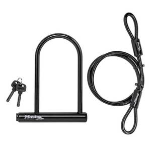 lot 3283 image: Master Lock 7.25 U Lock with Looped End Cable Bike Security