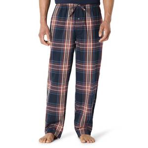 lot 3337 image: Amazon Essentials Mens Cotton Poplin Straight-Fit Pajama Pants with Drawstring Elastic Waist, Navy Large Plaid, X-Large