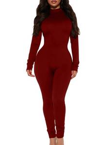 lot 3377 image: Mokoru Womens Sexy Bodycon Long Sleeve One Piece Jumpsuits Full Length Club Rompers,X-Large,Wine Red - Retail $32