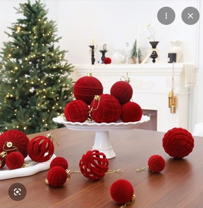 lot 3415 image: Velvet Christmas Ornament Ball Set 38 Pieces (ORNAMENTS ARE BROWN)