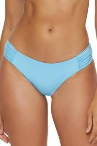lot 3446 image: BECCA by Rebecca Virtue Womens Standard Color Code American Shirred Bikini Bottom, Cheeky Coverage, Swimwear Separates, Ice Blue XL