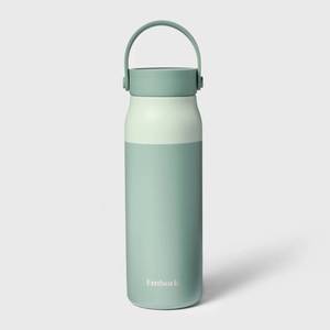 lot 3469 image: 32oz Stainless Steel Hydration Water Bottle - Green - Embark Portable Drinkware, Polypropylene Lid