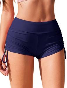 lot 3479 image: AIMAGE Womens 3 Swim Board Shorts High Waisted Bathing Suit Bottoms Boy Shorts Navy Blue,Small