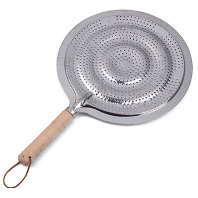 lot 55628 image: Cast Iron Induction Diffuser Plate With Wooden Handle - Flame Guard Simmer Plate Ring For Electric Gas Stove and Glass Induction Cooktop - Retail $9