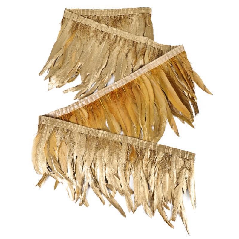 lot 55692 image: Rooster Coque Tail Feathers Trim 8-10inch 2Yard Natural Fringe Trim for DIY Sewing Craft Party Clothing Cape Shawl Wings Halloween Wedding Decoration - Retail $26