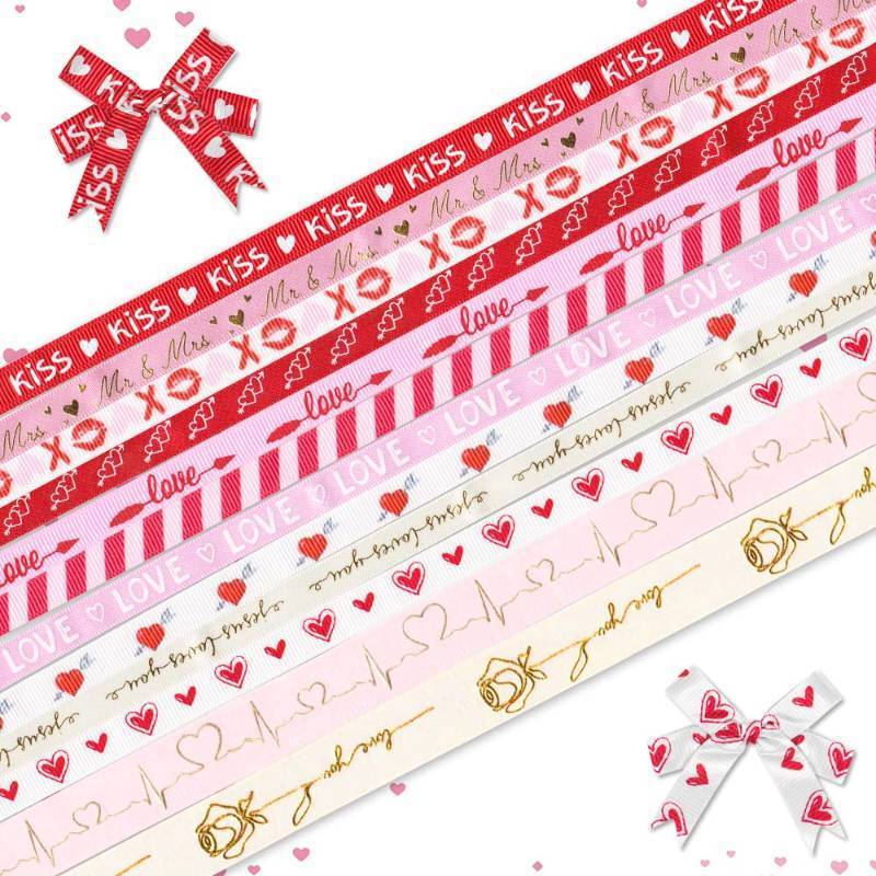 lot 55699 image: 12 Yards Valentine Ribbons Red Pink Ribbons Love Cupid Decorative Grosgrain Ribbons Kiss Heart Valentines Day Organza Ribbons 38 Wide for Gift Wrapping Crafts Valentine Anniversary Party - Retail $7