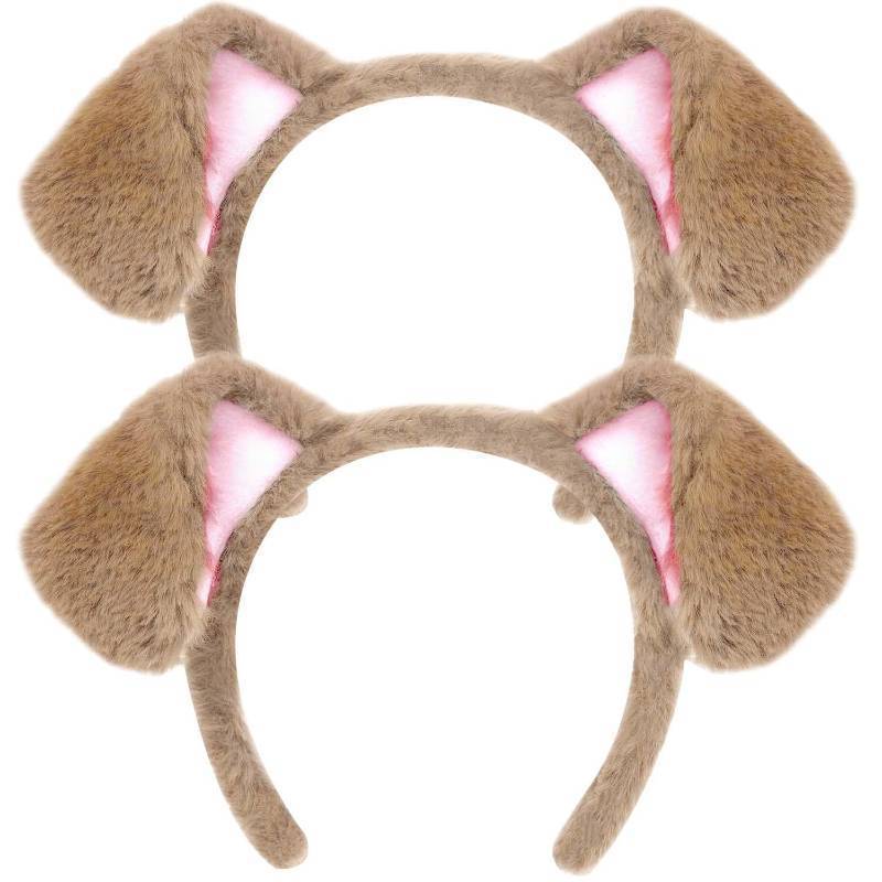 lot 15566 image: Tiny Chou Dog Ears Headband, Animals Ears Headband, Fluffy Puppy Cosplay Costume Headwear for Halloween Cosplay, 1pcs Brown - Retail $18