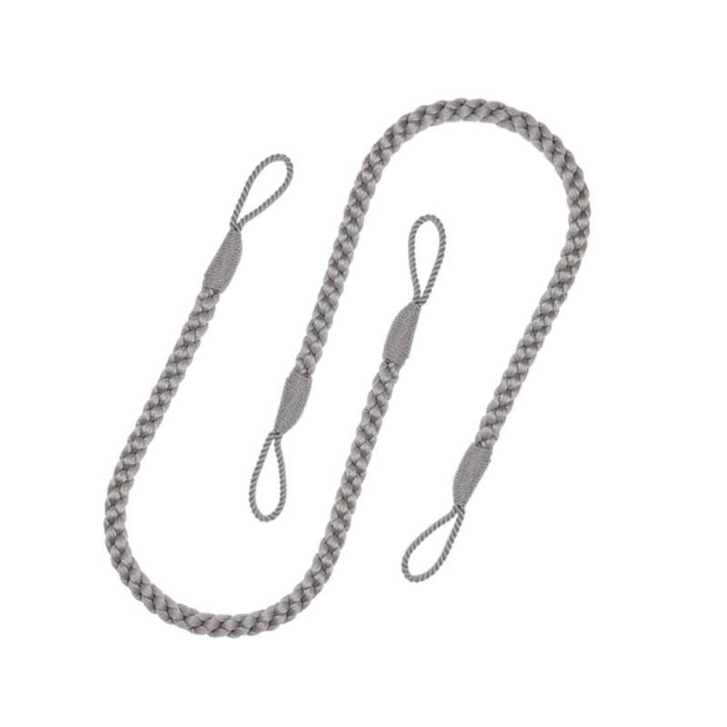 lot 15614 image: Curtain Tiebacks Ropes, 2pcs Decorative Handmade Tie Backs Curtain Holdbacks Holders Cord for Window Sheer Drapes Indoor Outdoor, Grey - Retail $6