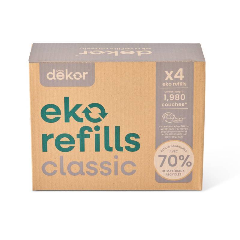 lot 35133 image: Diaper Dekor CLASSIC Diaper Pail Refills  4 Count Unscented  Exclusive End-of-Liner Marking  Thick Quick & Easy to Replace  Most Economical Refill System  for Original and Eko Style Pails - Retail $29