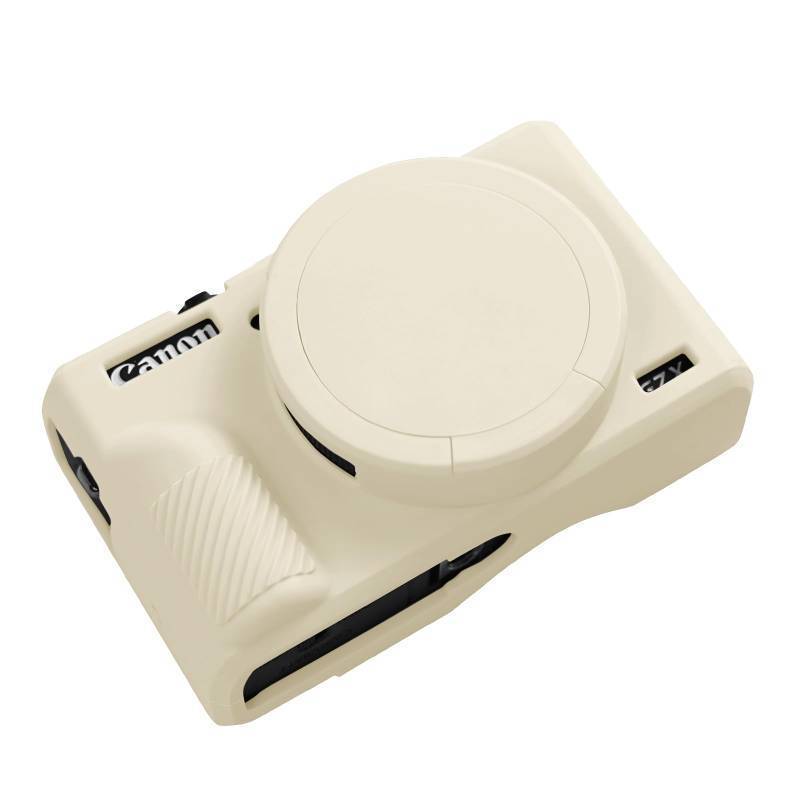 lot 35171 image: G7X Mark III Case, Protective Case for Canon Powershot G7X Mark III Digital Camera, Removable Lens Cover Silicone Sleeve Soft Camera Cover Rubber Protective Body Skin- Beige - Retail $15