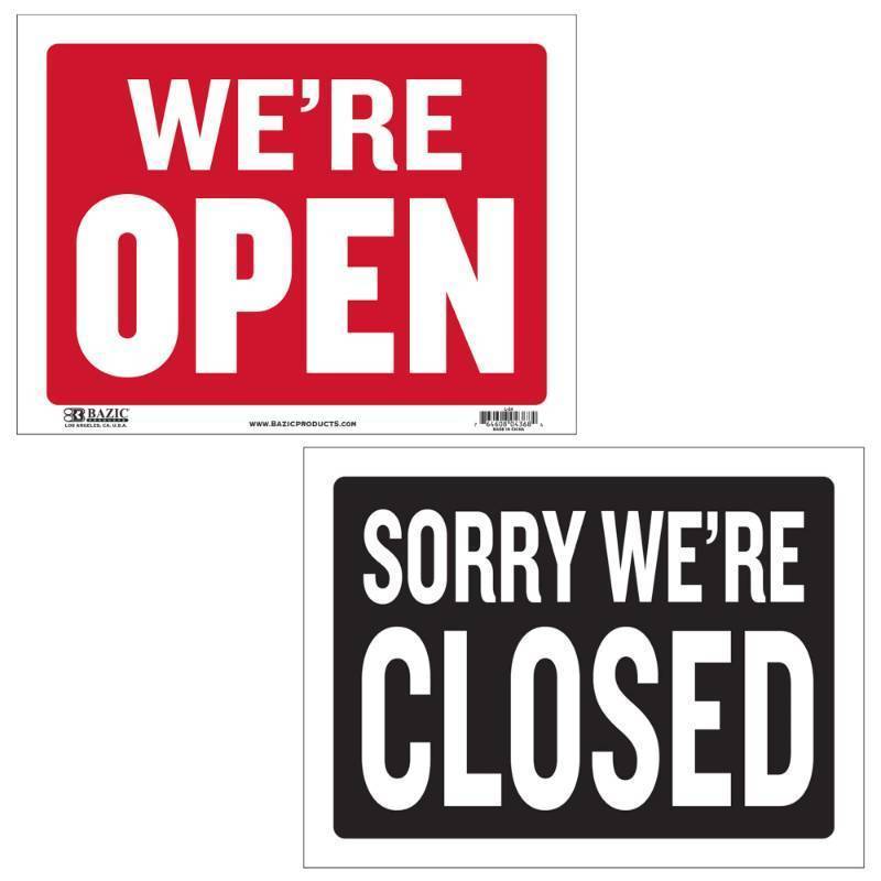 lot 35310 image: Open & Closed Sign 12x16, Double Sides Plastic Vinyl Signs, Business Store Office Restaurants Bars Shops, Waterproof Indoor Signage, 1-Pack - Retail $5