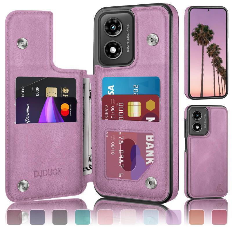 lot 35326 image: Designed for Moto G Play 2024 Case Wallet with Card Holder Magnetic Clasp Cover RFID Blocking Leather Protection Shockproof Women Men Cases for Moto G Play 2024 Light Purple