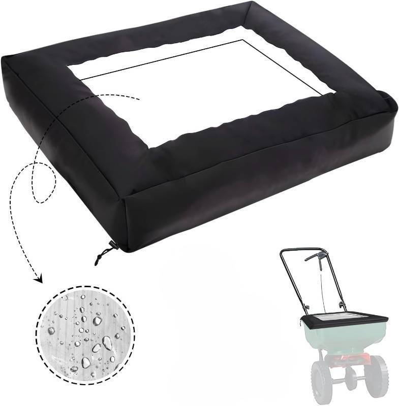 lot 35333 image: Broadcast Spreader Cover with Durable PVC Clear Window,420D Waterproof Fertilizer Spreader Cover fit Scotts Mini Spreaders for Lawns and Most Brands Lawn Spreader(Black,21.65X16.1 Inches) - Retail $20
