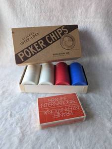 lot 1510 image: Poker Chip Set  Braniff Playing Cards